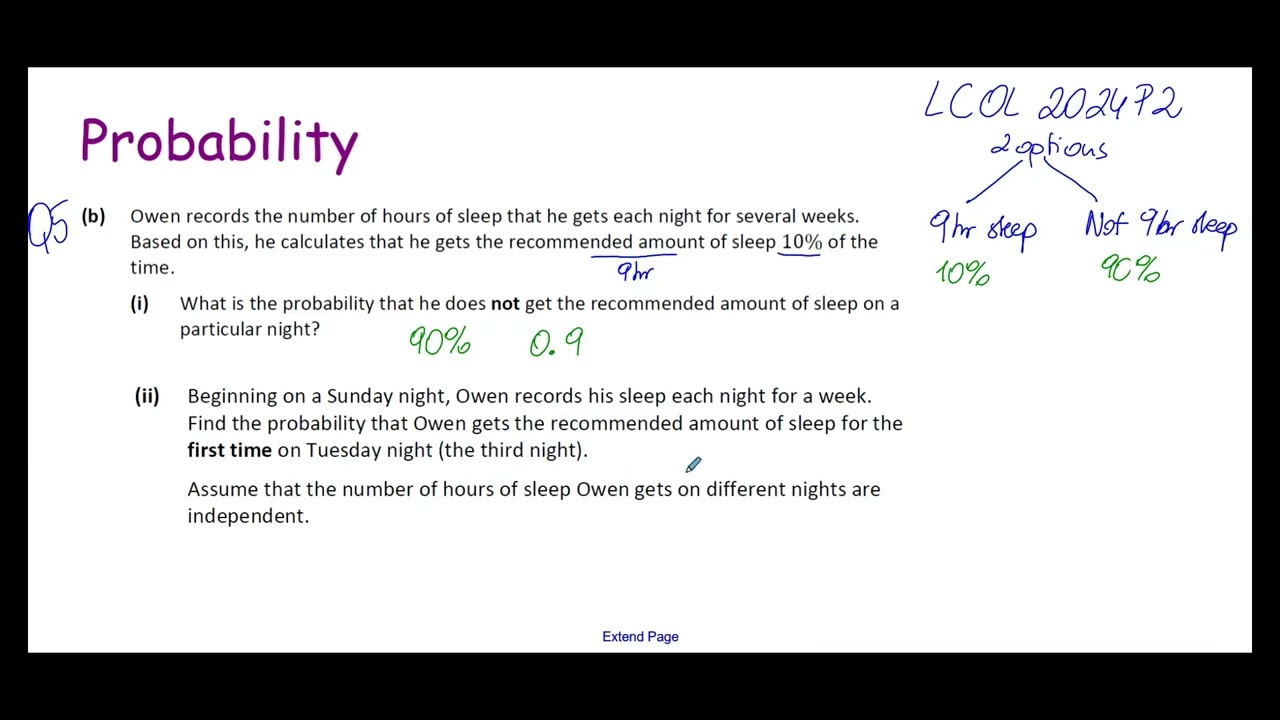 Leaving Cert Maths Probability - 2024 LCOL Paper 2 Question 5(b) - Maths Made Easy