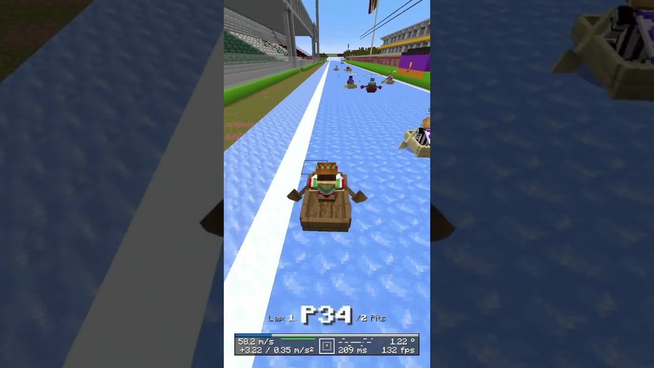 Starting from last in an FC2 race...  #fc1  #minecraft #boatrace #iceboatracing