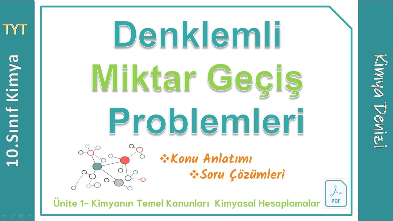 Denklemli Miktar Geçiş Problemleri Hesaplamaları Konu Anlatımı Soru Çözümleri 10.Sınıf TYT