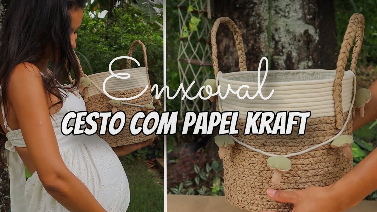 Enxoval do Benício: Fiz um cesto organizador com papel kraft