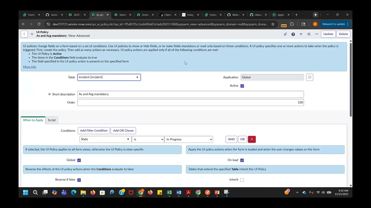 Servicenow Development - SN Workshop 3