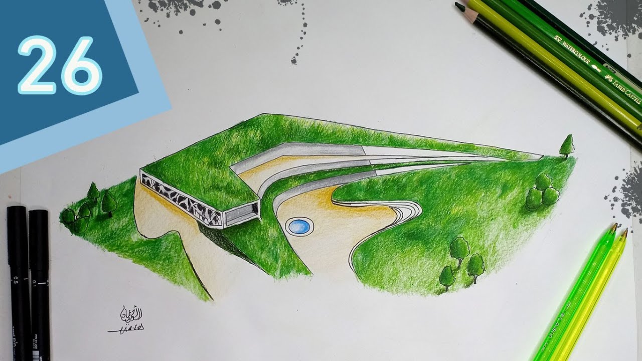 إزاى اعمل إظهار لمبانى العمارة البيئية  بالوان الخشب ؟؟؟ #إسكتش_عالسحور ( حلقة 26 )