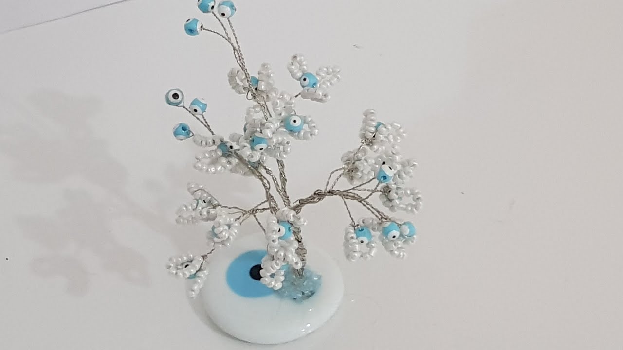 Nazar Boncuklu Tel Ağaç Yapımı - DIY Beaded Wiretree