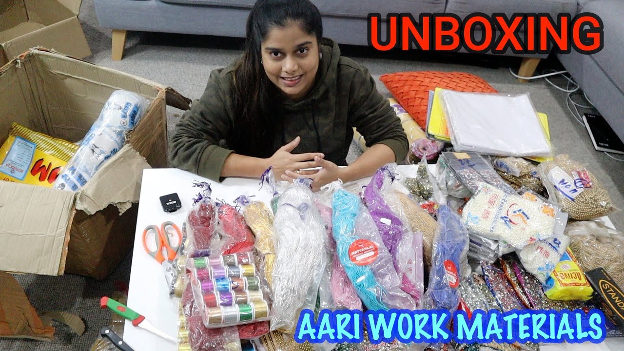 AARI WORK MATERIALS | UNBOXING PARCEL FROM INDIA | NADHIRA VLOG TAMIL