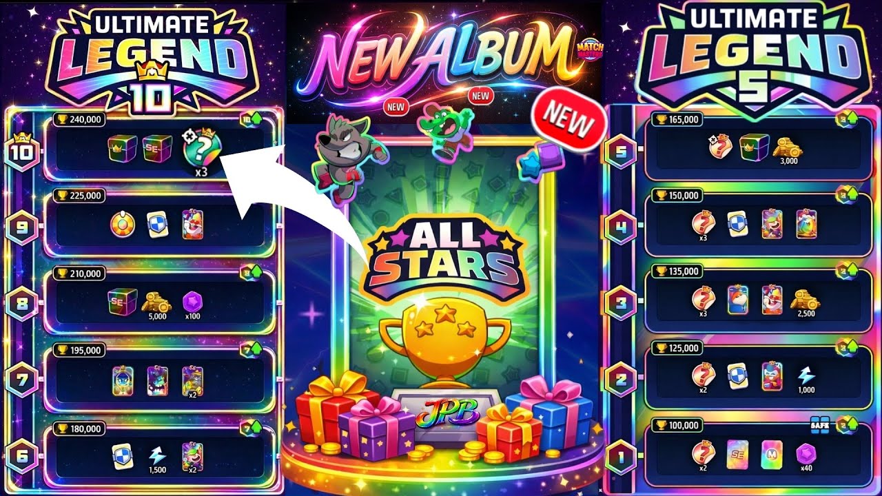 NEW Album ALL STARS🌟/(Rewards🎁ULTIMATE LEGENDS1-10)/(2 Rumble+1 Solo) Match Masters 