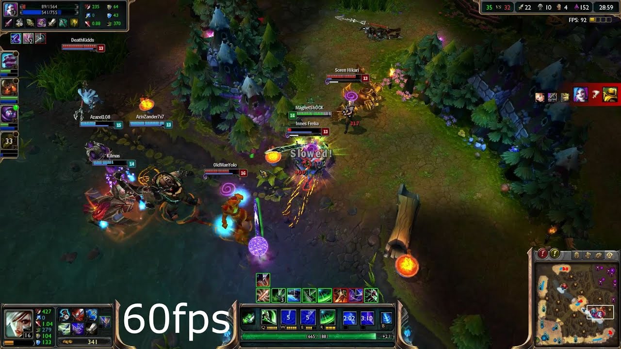 30vs60 fps LoL