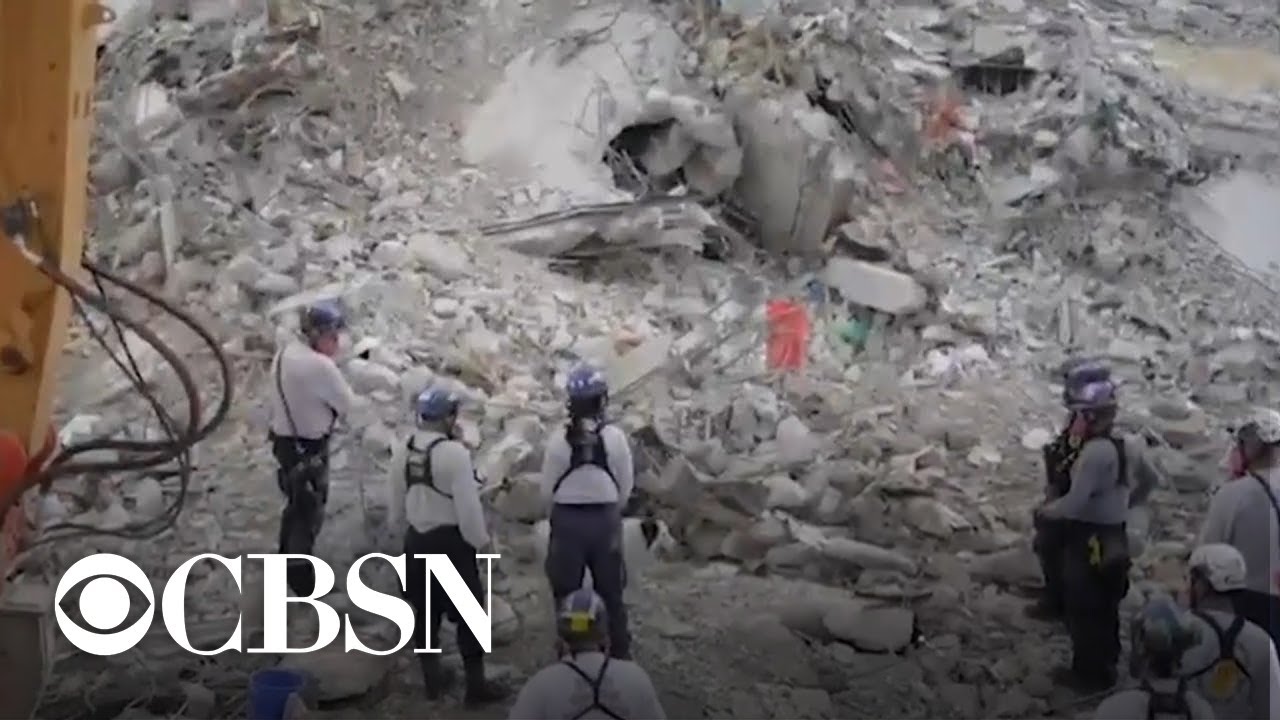 Search efforts at Surfside building collapse site speed up following demolition