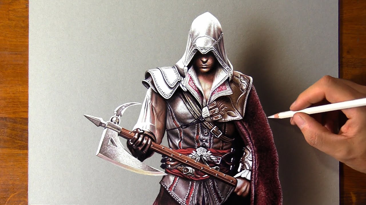 Drawing of the legendary Ezio Auditore from Assassin's Creed II