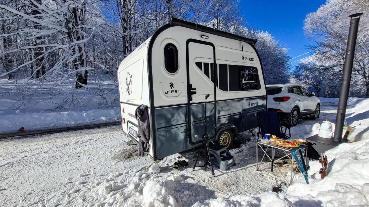 Sobalı Kar Kampı Karlar İçinde Sıcak Karavan Kampı Çekme Karavanla Kar Kampı Başkent Karavan Ares310