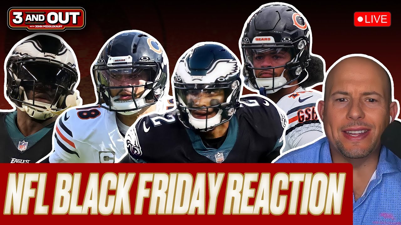 Reaction to the Bears RUNNING RAMPANT over the Eagles in NFL Black Friday victory | 3 & Out NFL Live
