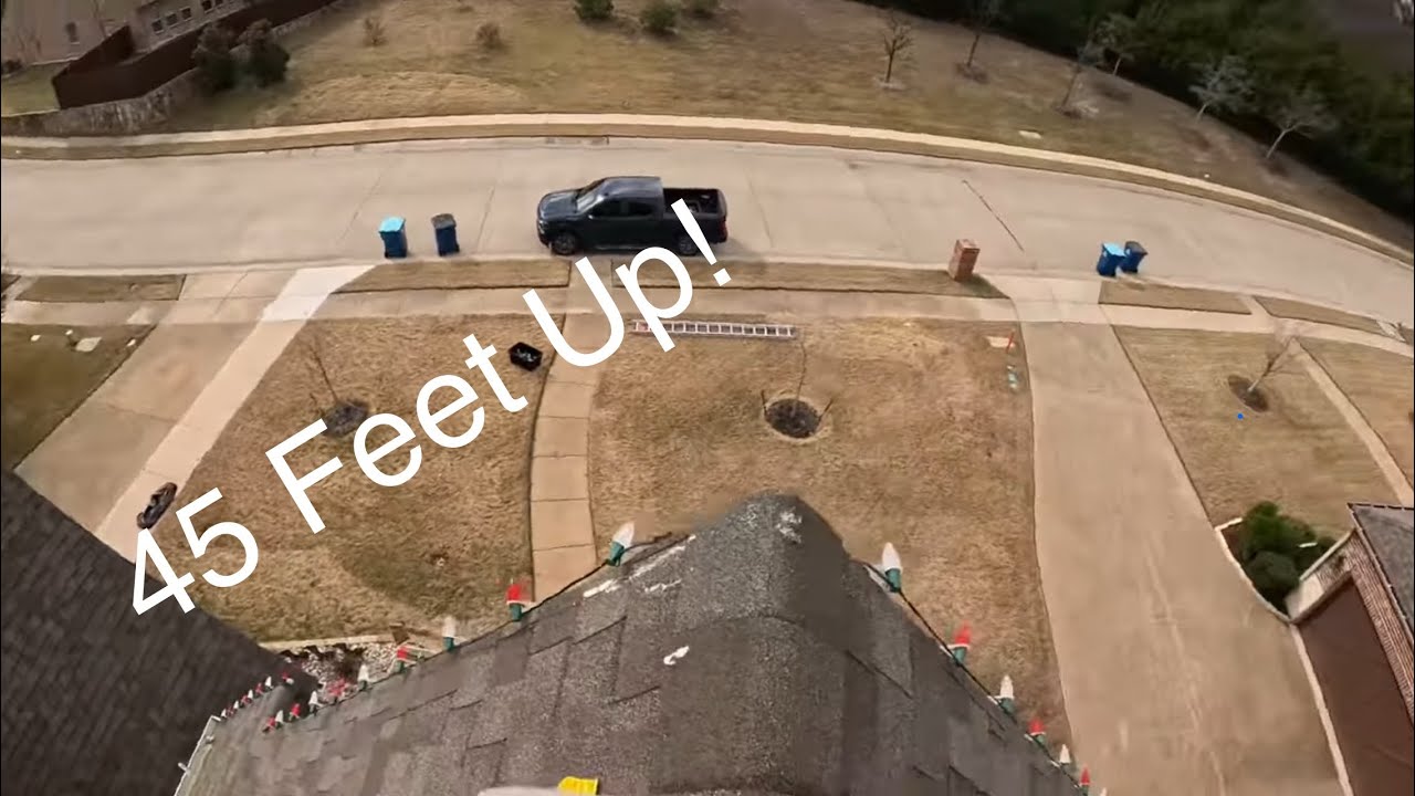 [POV] Sketchy Christmas Light Takedown 45 Feet Up! Professional Christmas Light Installer
