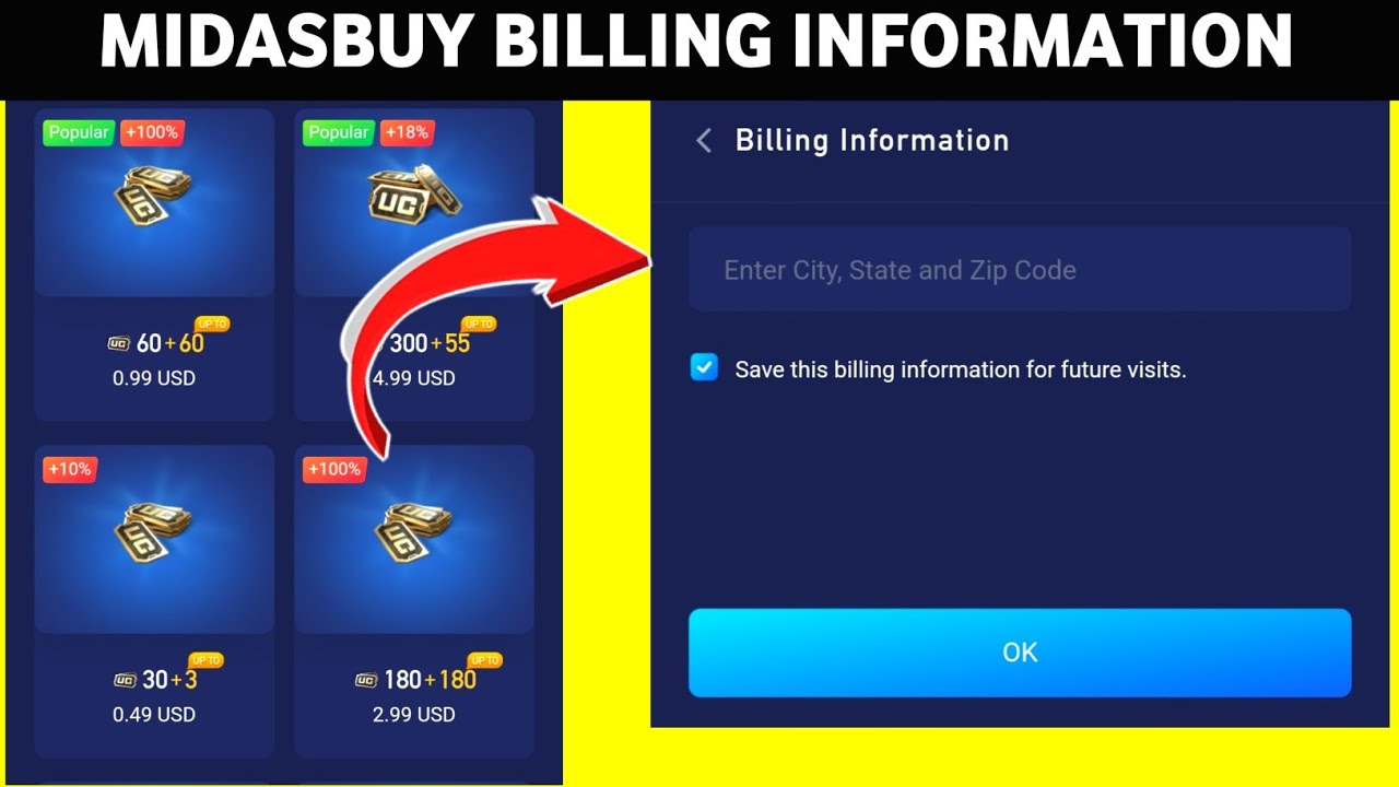 Midasbuy billing information | Midasbuy Billing Information Problem