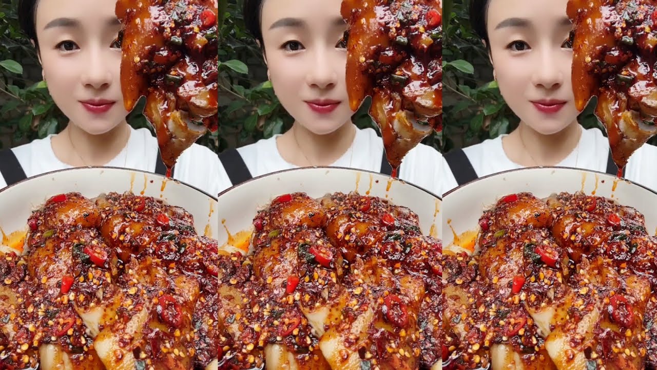 Homemade Mukbang 🔥 Eating Red Chili  Braised Pork Belly With Sauce Spicy 🥵 I Super Delicious! #asmr 