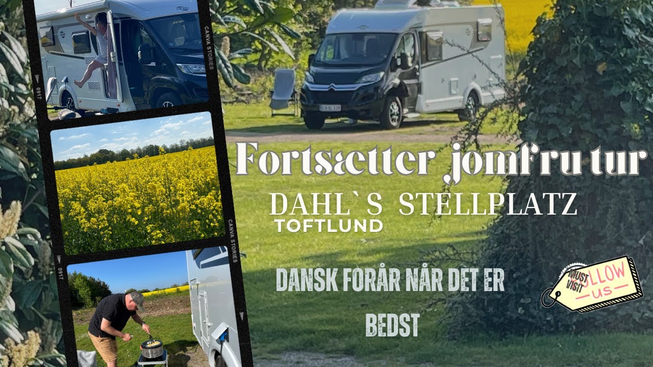 Fortsætter Jomfru tur, markise kommer op, Dahl`s stellplatz