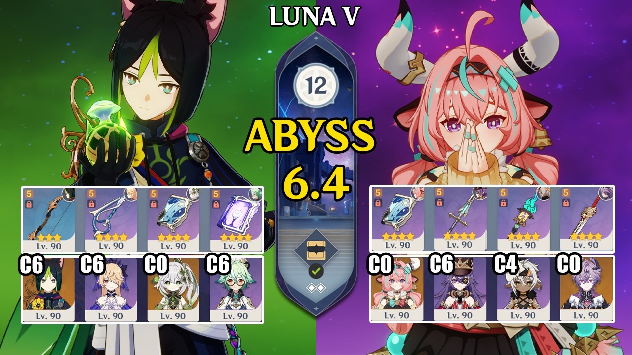【Genshin Impact Бездна 6.4】C6 Тигнари Spread & C0 Вареса Overload｜Luna 5｜原神 Spiral Abyss