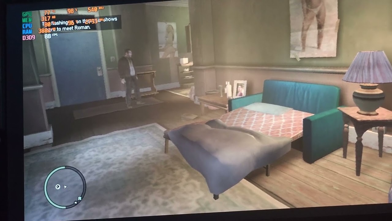 GTA 4 gameplay GTX 9800M 1GB intel core 2 duo T9600 2.8 ghz toshiba qosmio x300 PQX32E