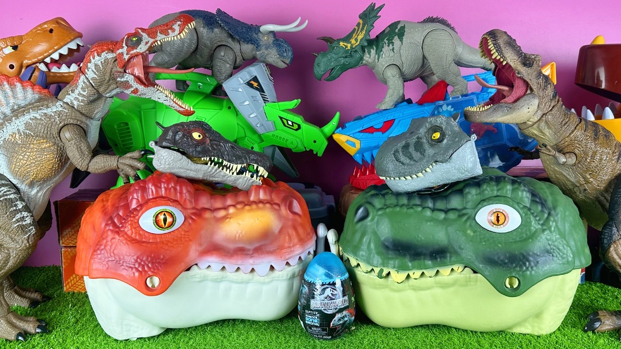Satisfying ASMR Unboxing Jurassic World Dinosaur T-rex Spinosaurus Triceratops Megalodon Zuru Eggs