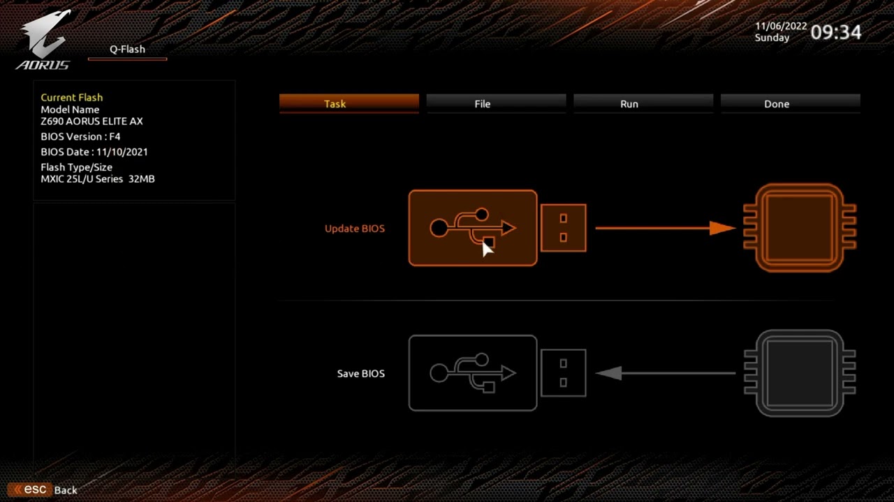 Bios Update Method 1 of 2 Gigabyte Aorus Z690 Elite AX D5 LGA 1700, update for 13th gen