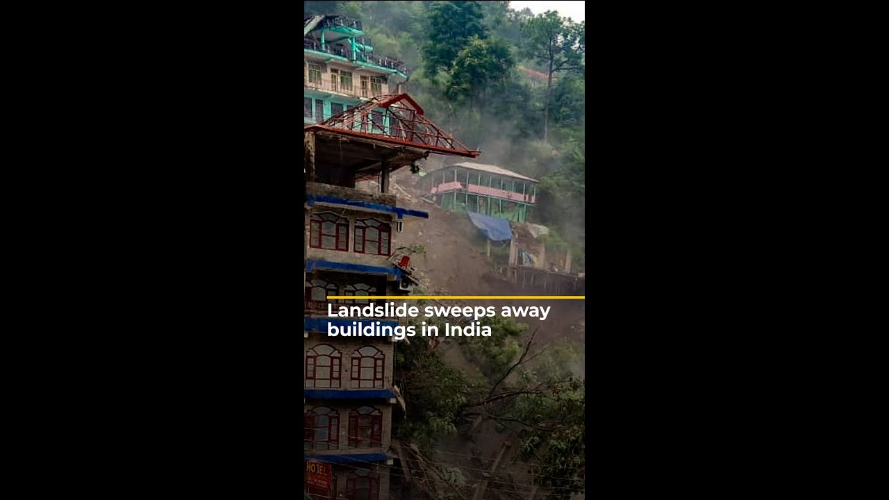 Landslide sweeps away buildings in India | AJ #shorts