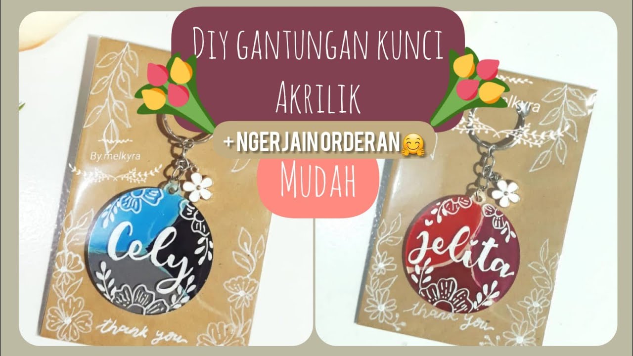 DIY GANTUNGAN KUNCI AKRILIK🌻+ mengerjakan orderan gantungan kunci🛍