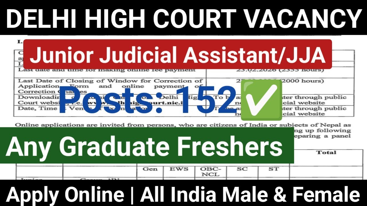 Great Opportunity 📢 Delhi High Court JJA Recruitment 2026 Out 🔥 Delhi High Court Vacancy