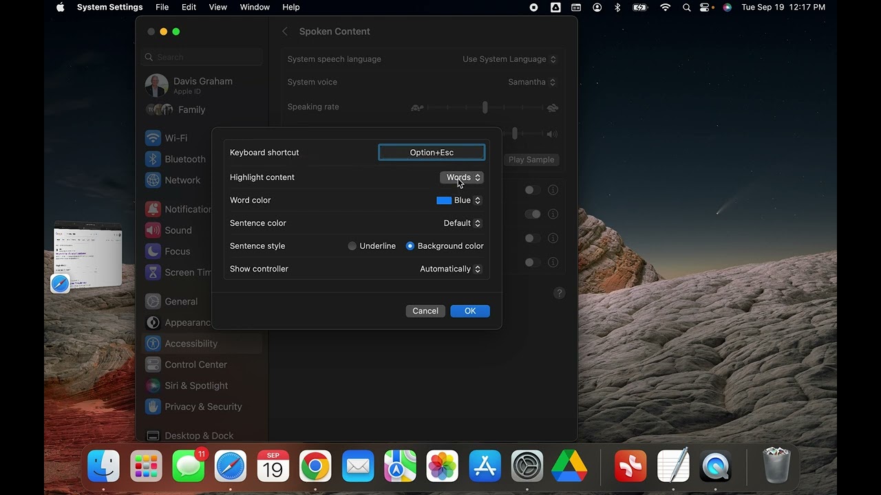 How to turn on Text to speech on MacBook Pro