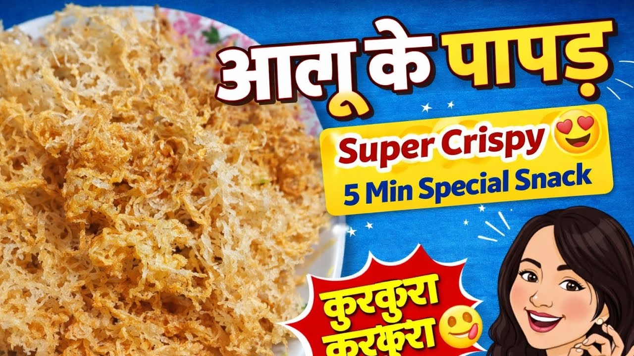 आलू के पापड़👉 इतने कुरकुरे कि टूटते ही आवाज आए! 😍5 मिनट में तैयार