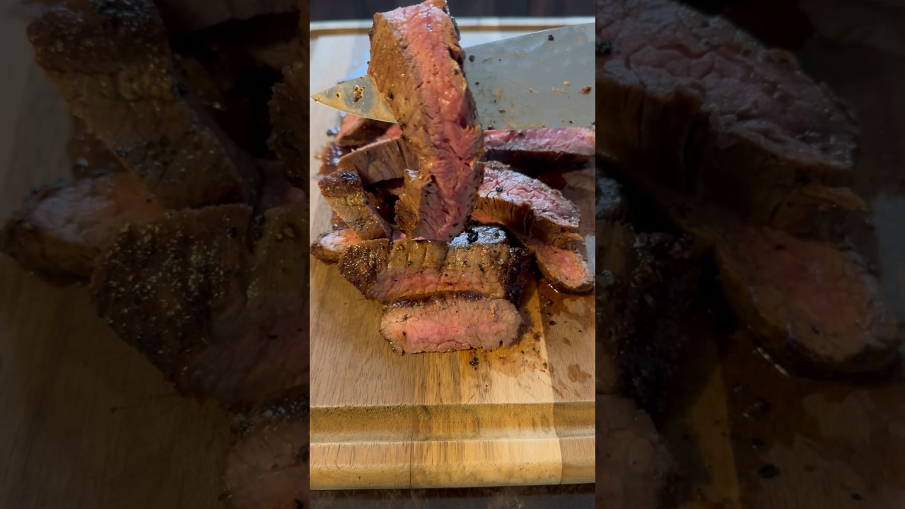 Seared flank steak #food #castironskillet #shorts
