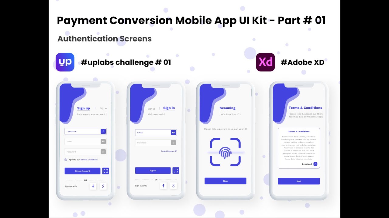 Uplabs 2020 Challenge 02 - Payment Conversion App UI Part#01 | Adobe XD