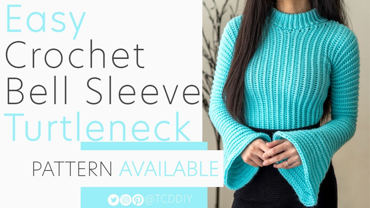 EASY Crochet Bell Sleeve Turtleneck | Pattern & Tutorial DIY