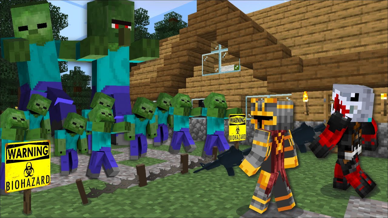 Minecraft FIGHT DANGEROUS ZOMBIE APOCALYPSE MOD / SURVIVAL WITH CANNONS AND GUNS !! Minecraft Mods