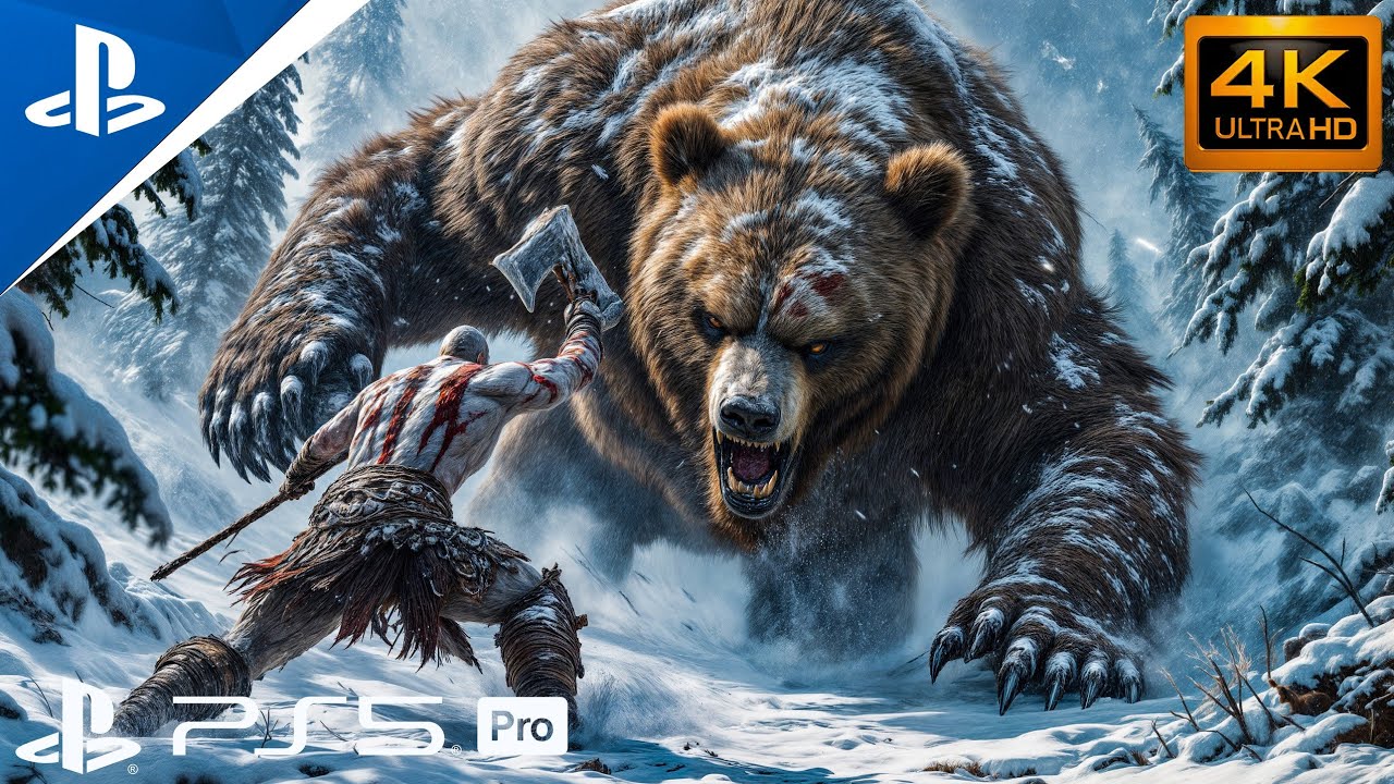 GIANT BEAR vs KRATOS Epic Boss Fight | Ultra Graphics GOD OF WAR RAGNAROK Gameplay [PS5 PRO]