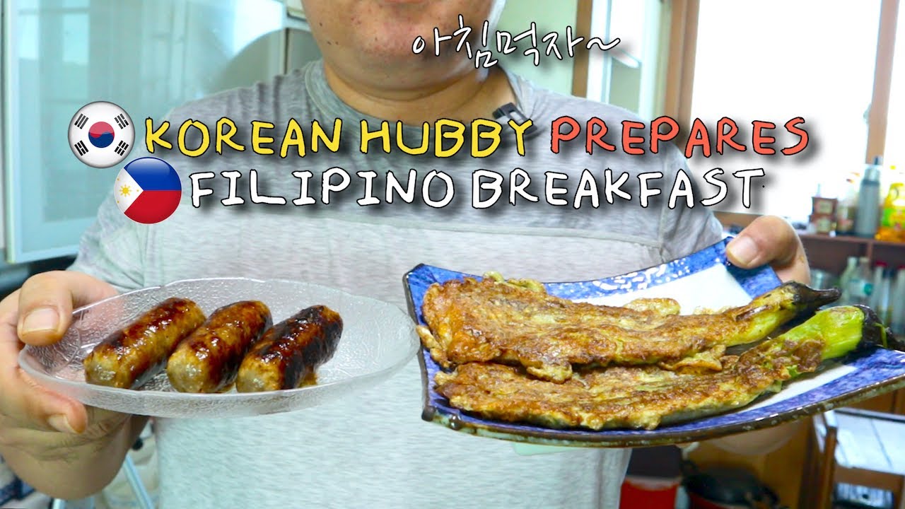 Korean hubby prepares Filipino breakfast - Tortang Talong & Longganisa