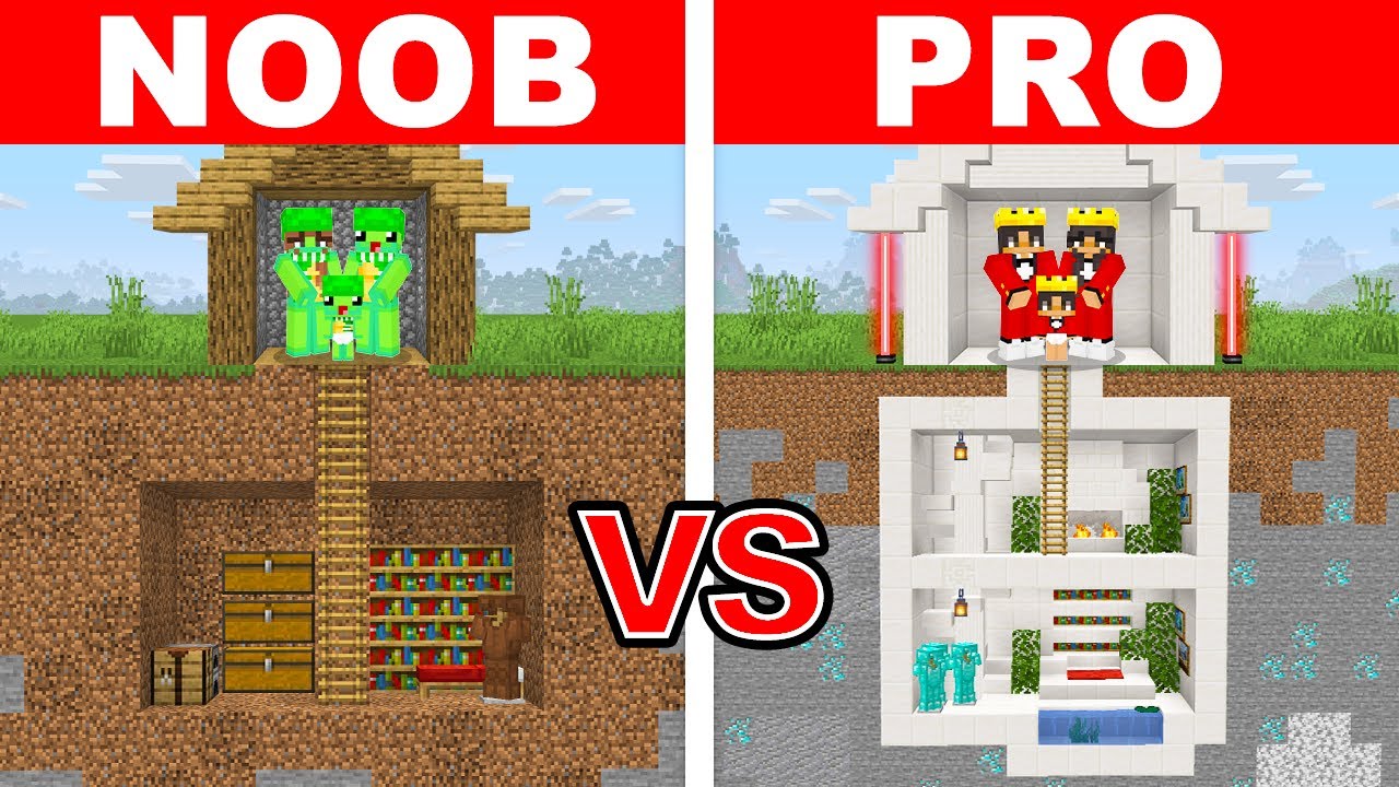 Minecraft: NOOB vs PRO: SAFEST SECRET BASE BUILD CHALLENGE TO PROTECT MY FAMILY!