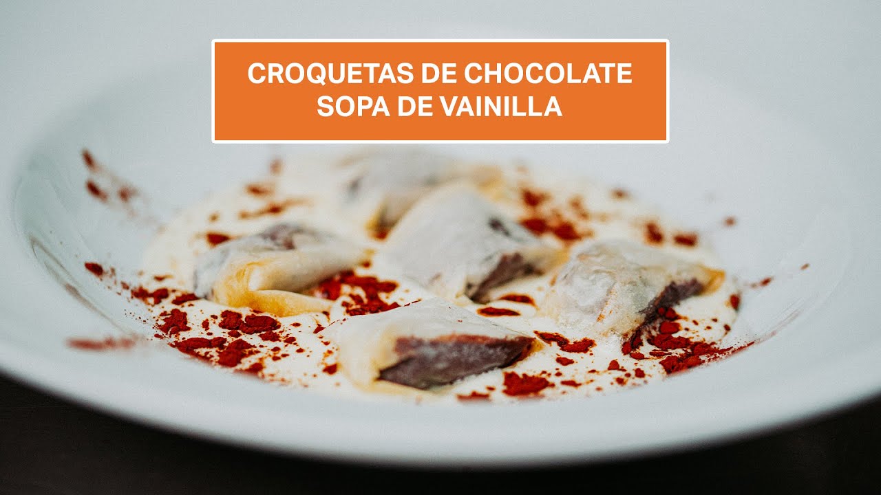 croquetas chocolate con sopa de vainilla