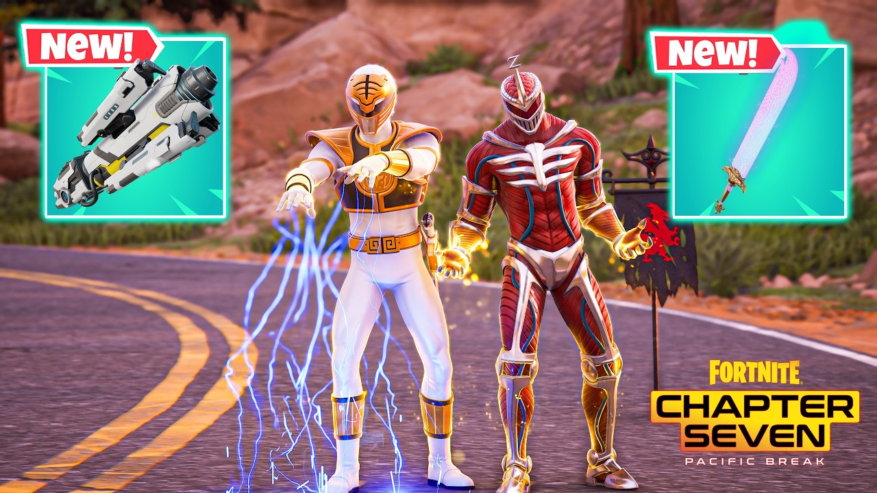 LORD ZEDD + WHITE RANGER vs ALL MYTHIC WEAPONS ( NEW! Fortnite Chapter 7 Season 1 )