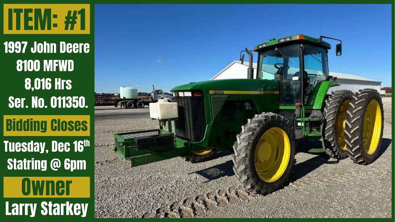 1997 John Deere 8100 MFWD Tractor, Selling by Online Auction @ www.BidNow.us Dec. 16, 2025