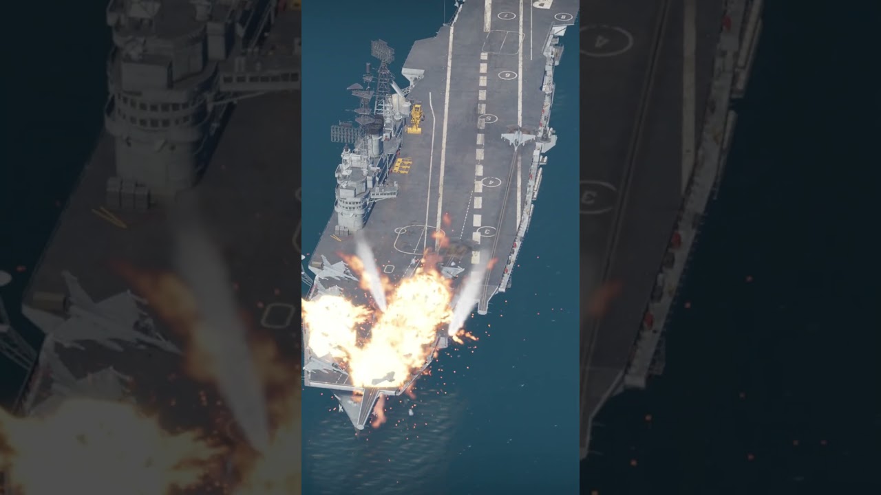 Twin Missile Strike Obliterates Carrier Flight Deck! 💀🔥 #shorts