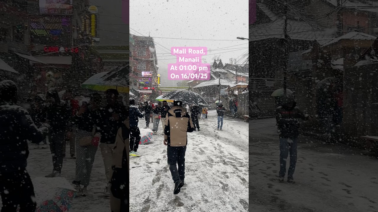 Manali Mall Road Today❤️ #manali #mallroad #snowfall #snow #himachal #shorts