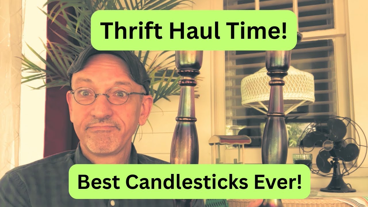 Thrift Haul Time with 1920's Stretch Glass Candlesticks!