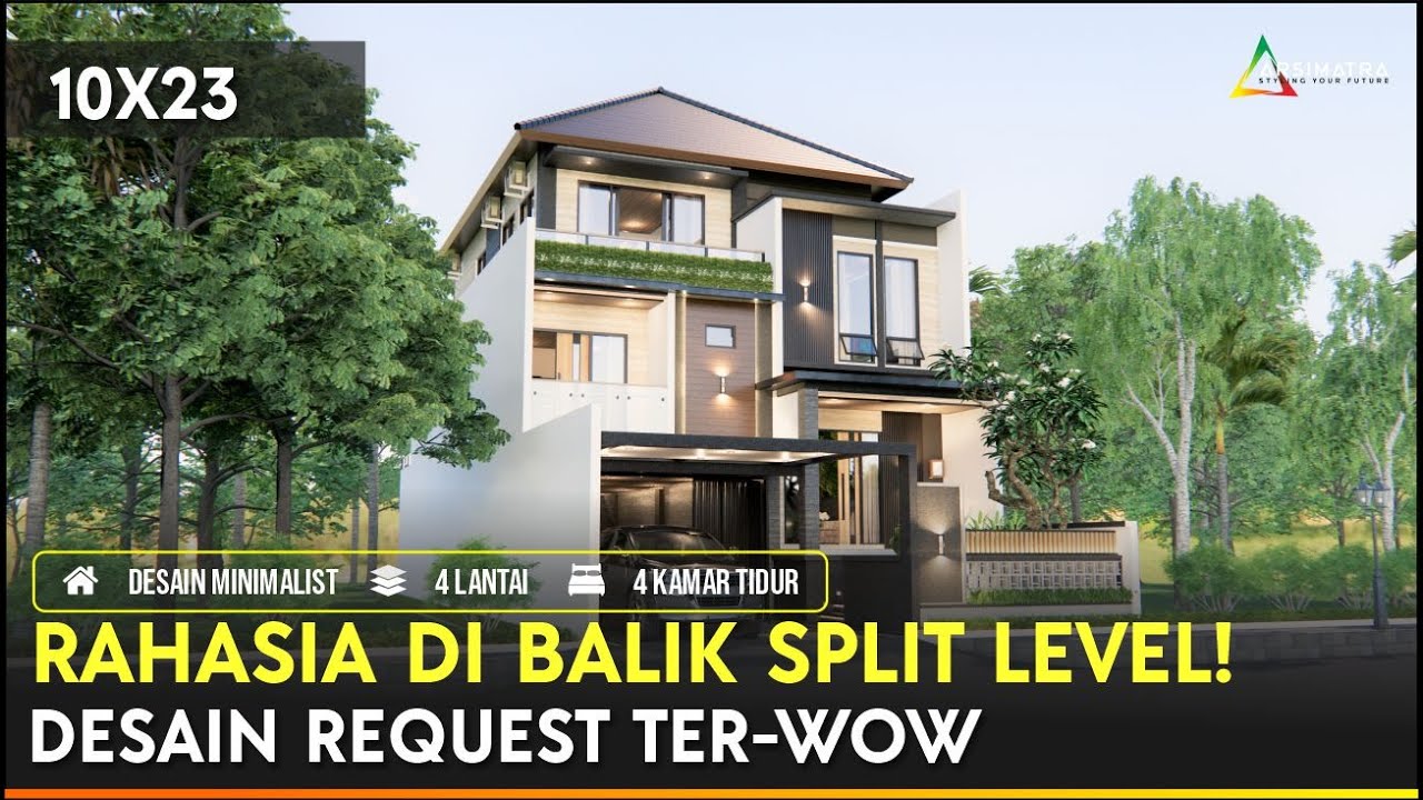 Rahasia Proses Membangun Ada Di Sini. Desain Rumah Modern Split Level (10x23 meter)