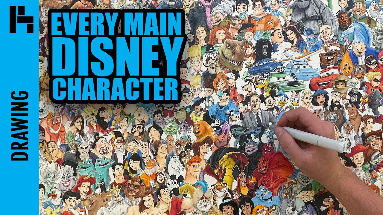 Drawing EVERY MAIN DISNEY CHARACTER!