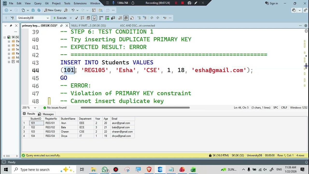 Объяснение первичного ключа в SQL | Уникальная идентификация записей в SQL Server | Учебное пособ...