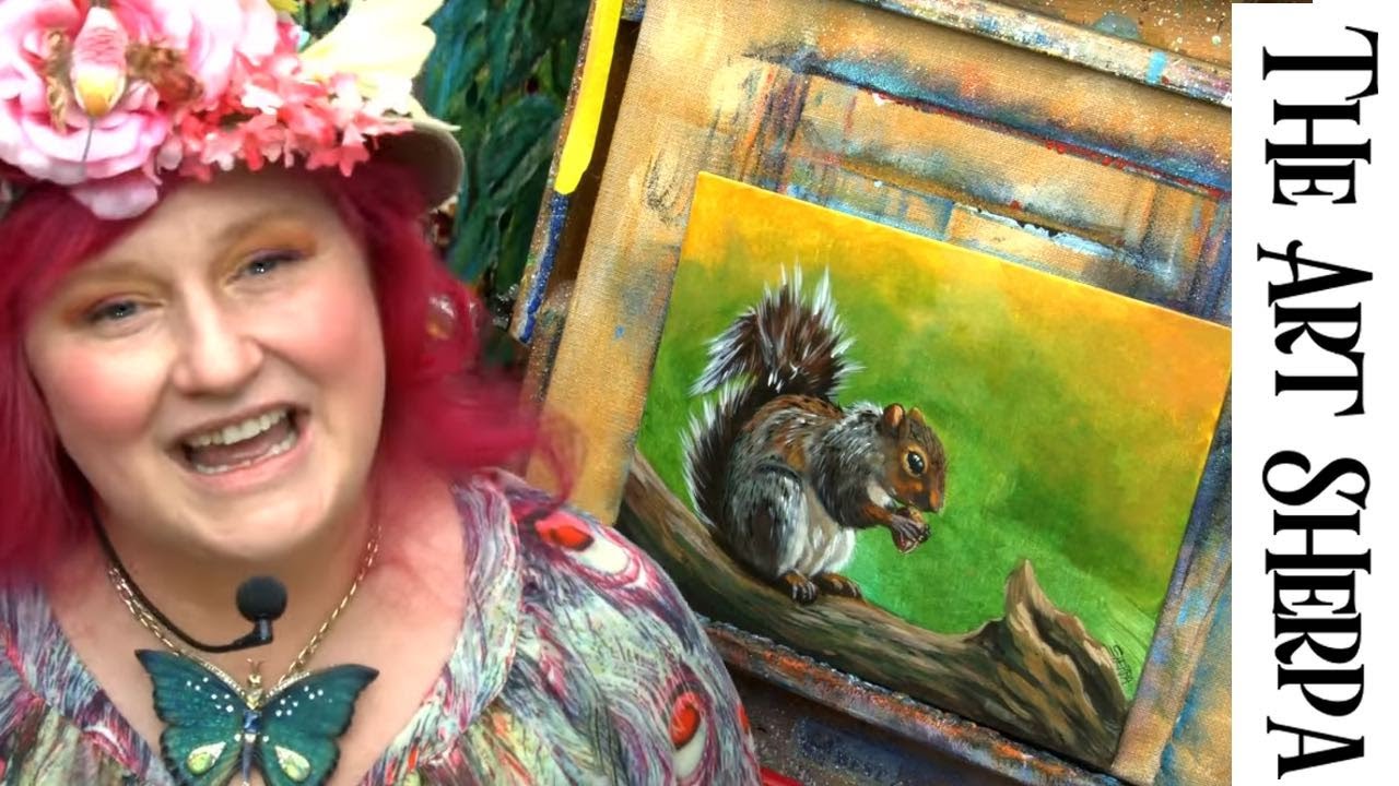 How to paint Acrylic on Canvas Fall Squirrel beginners tutorial LIVE | TheArtSherpa