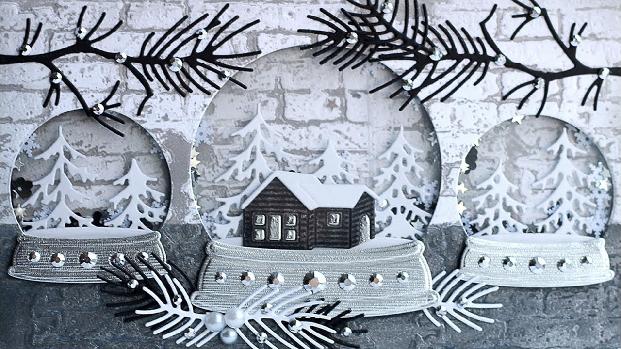 WHITE CHRISTMAS 2018 - DAY 19 - Snow Globe Trio Shaker Card