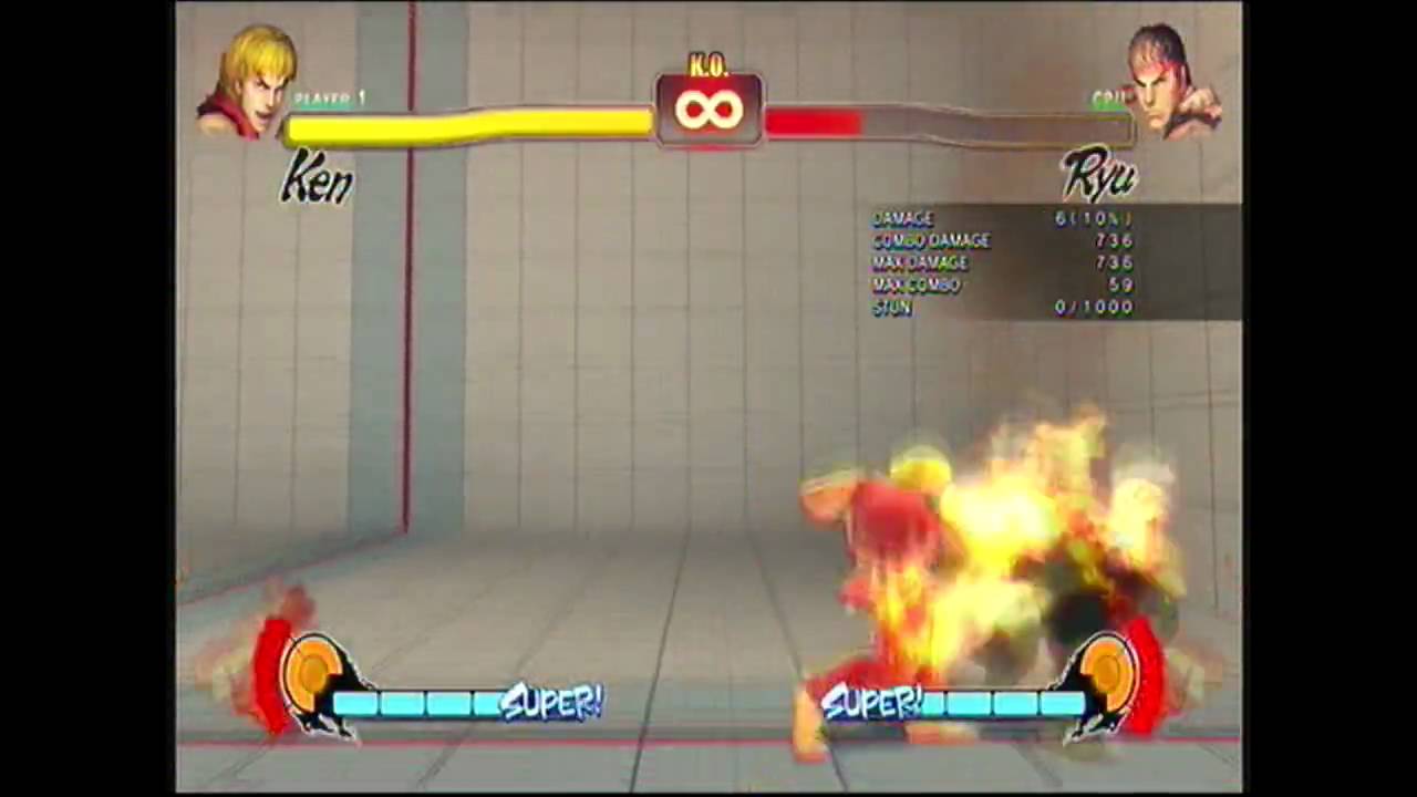 Street fighter IV - Ken 99 hit combo (training ONLY)