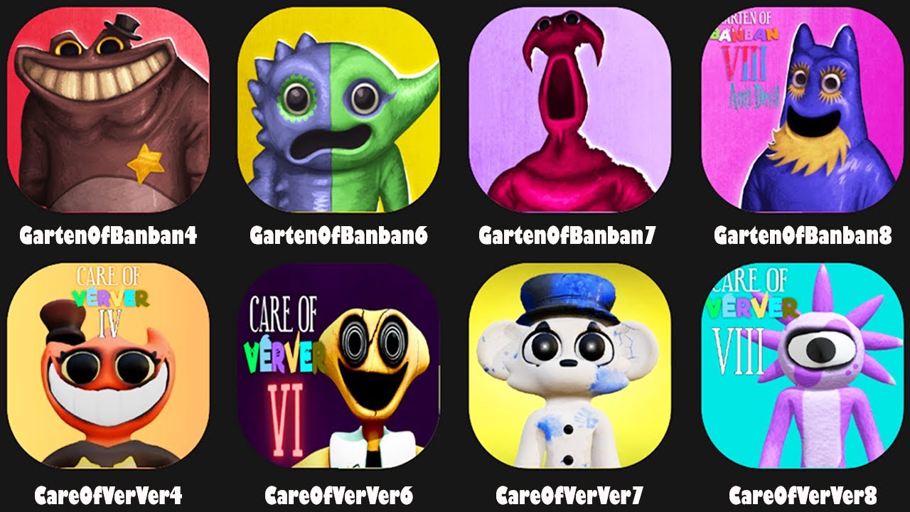 Garten of Banban 4-5-6-7-8 vs Care of Verver 4-6-7-8 Gameplay All Bosses & All Jumpscares Comparison
