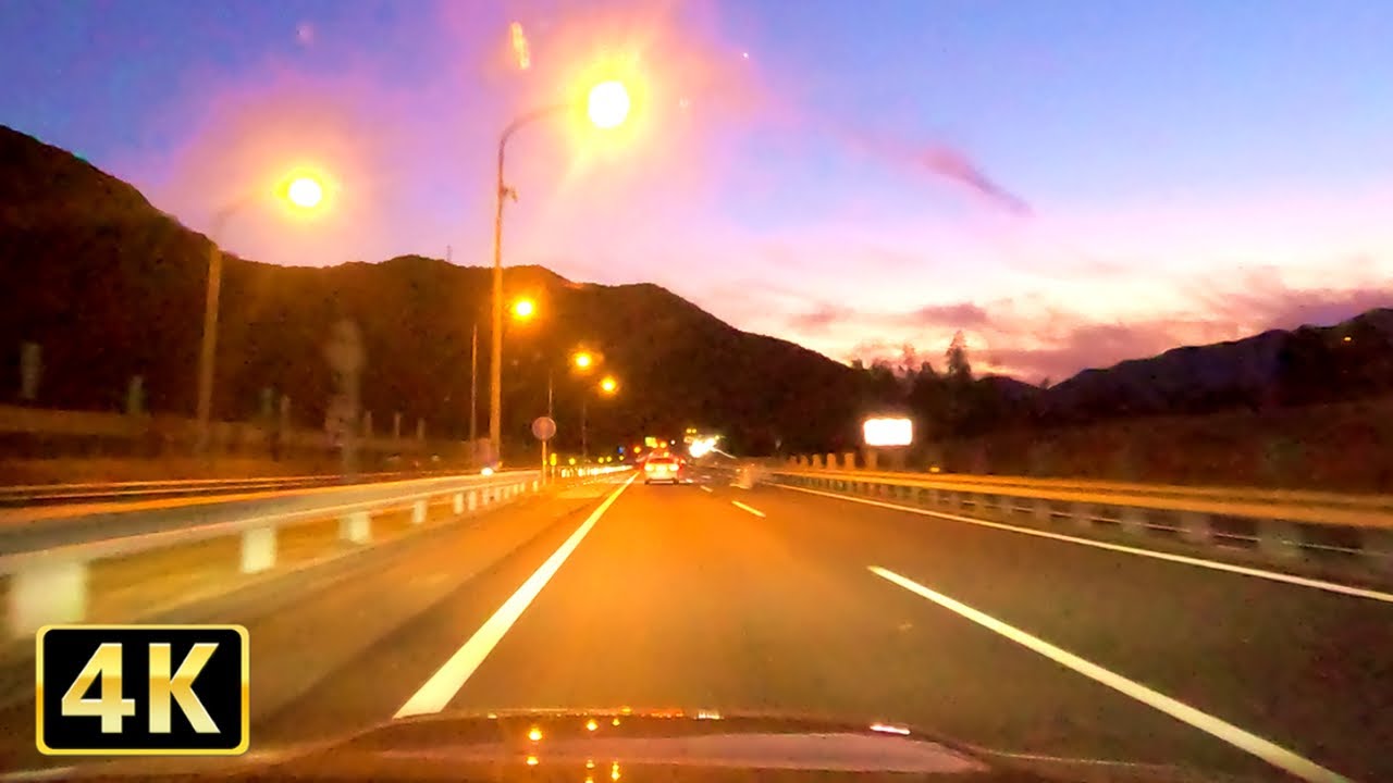 長距離ドライブの音でリラックスする４時間 / 広島 - 長崎［4K HDR］