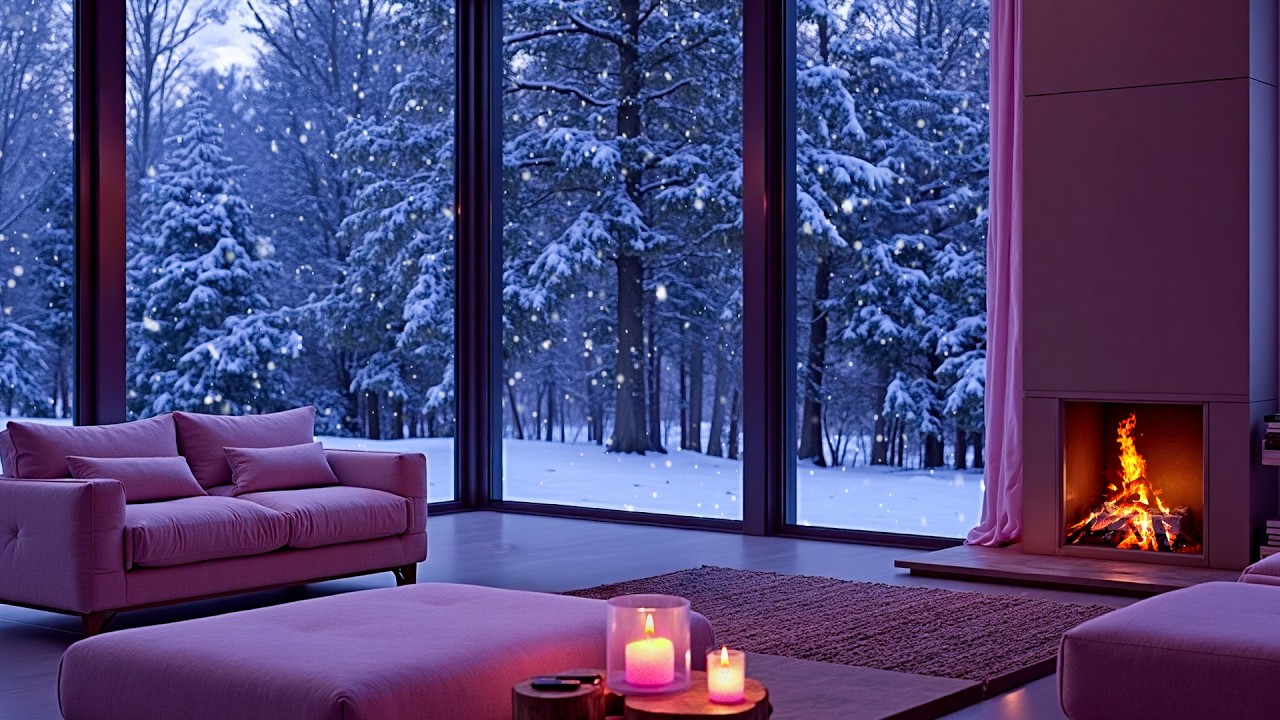 Relaxing Winter Piano Soundscape in a Bright White Room ❄️🎹 | Snow Covered Window and Calm Sleep