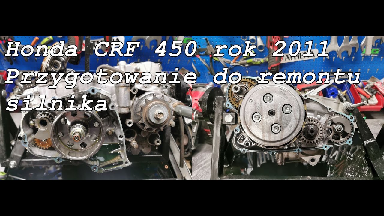 Honda CRF 450 rok 2011. Rozbiórka silnika, przygotowanie do remontu.